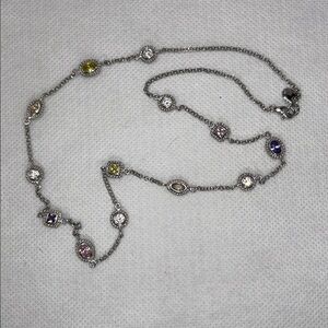 NWOT Sterling Silver CZ Line Necklace By Designer ESPO